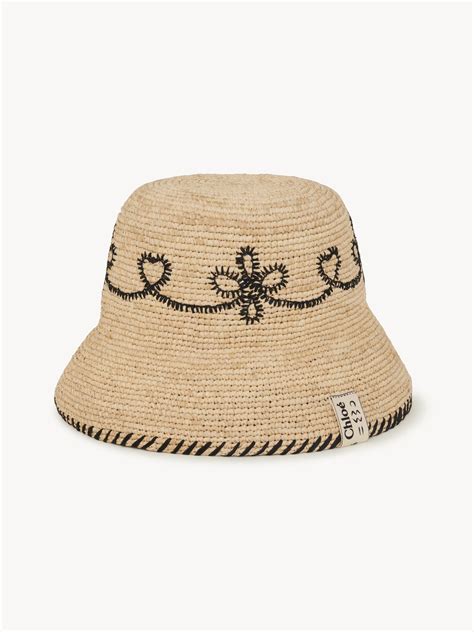 chloe straw hat|Embroidered straw hat .